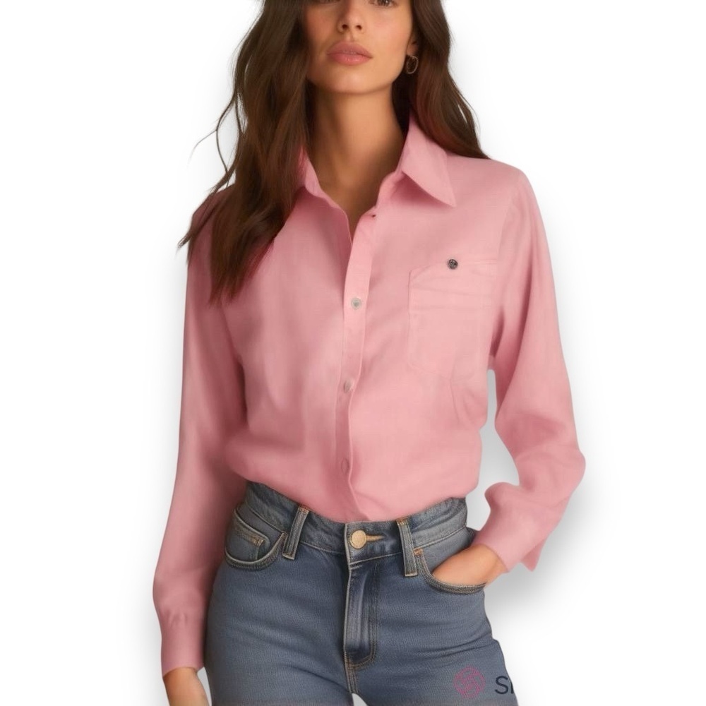 Chadwicks Blouse Sz L Pink Raspberry Pastel Long Sleeve Button Down Vintage L